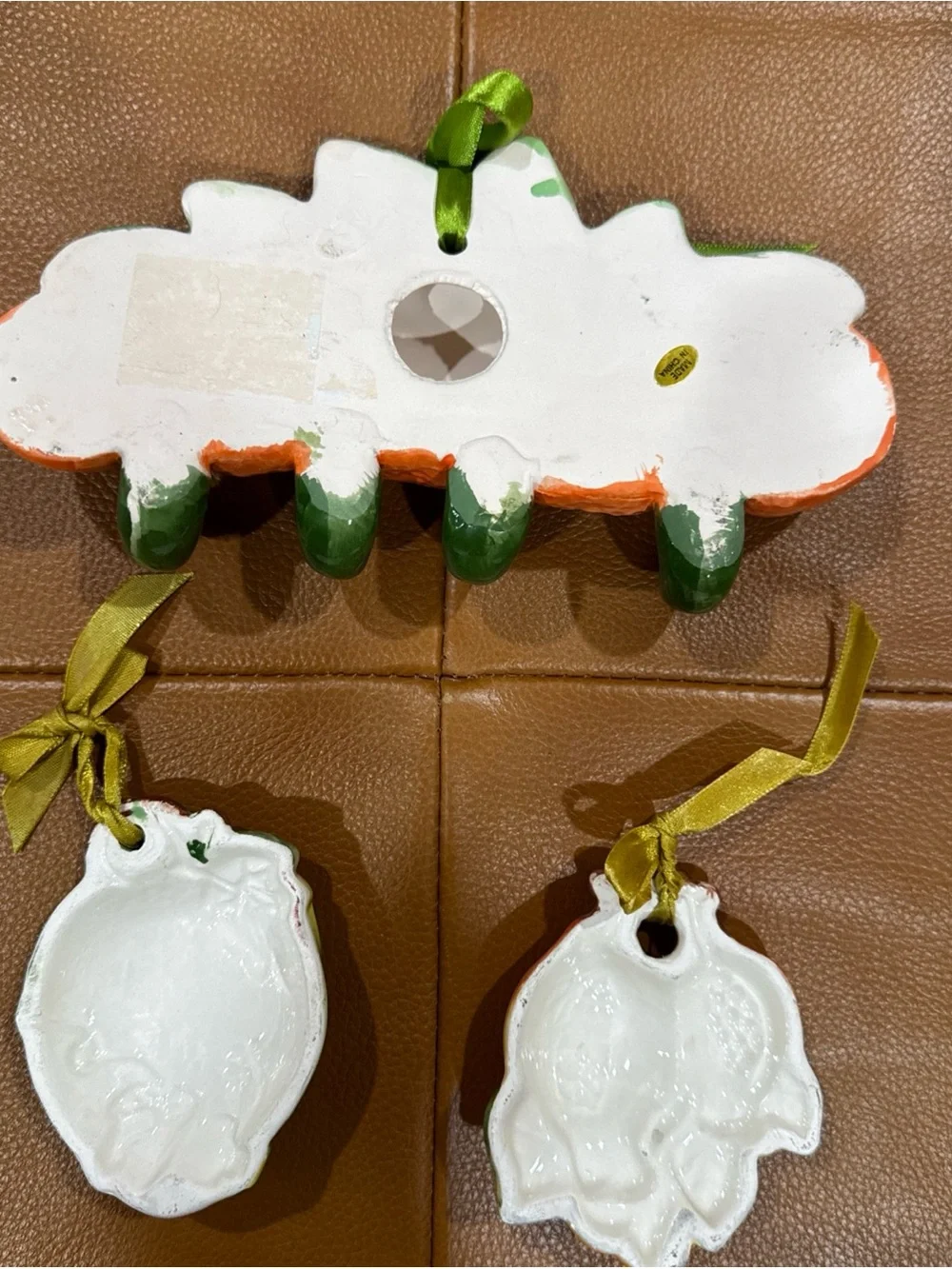Vintage Fruit & Vegetable Wall Hooks Set of 3 Ceramic Kitchen Decor Cottagecore